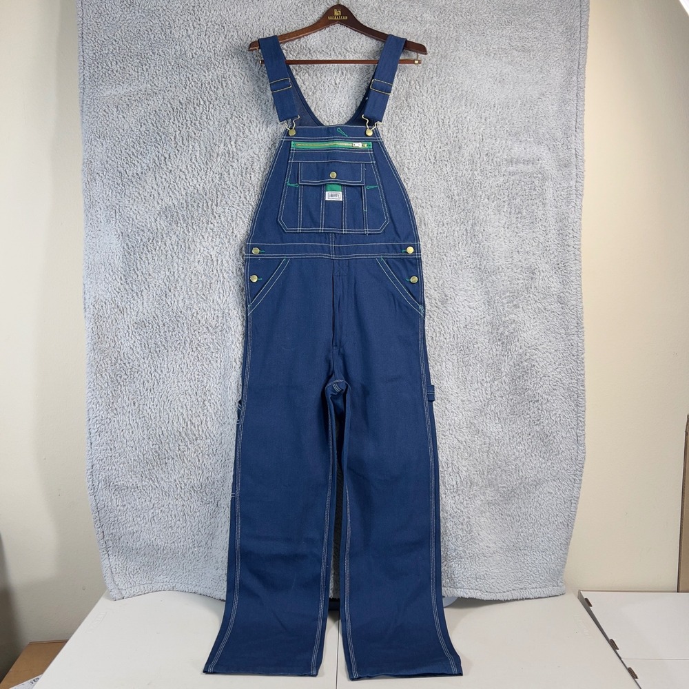 Liberty Bib Overalls Men's 30x32 Dark Blue Rigid Denim Workwear 1806DB NWT